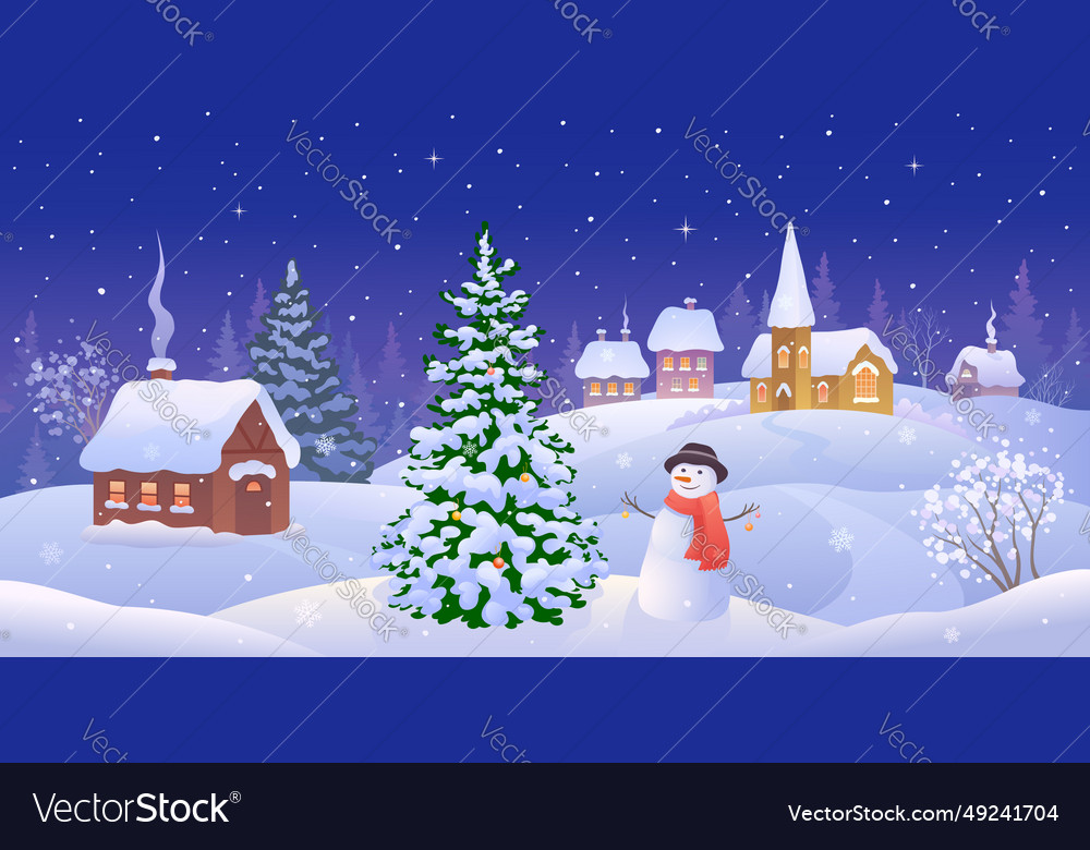 Christmas night panorama Royalty Free Vector Image