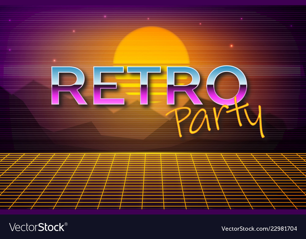 Futuristic background 80s style retro party Vector Image