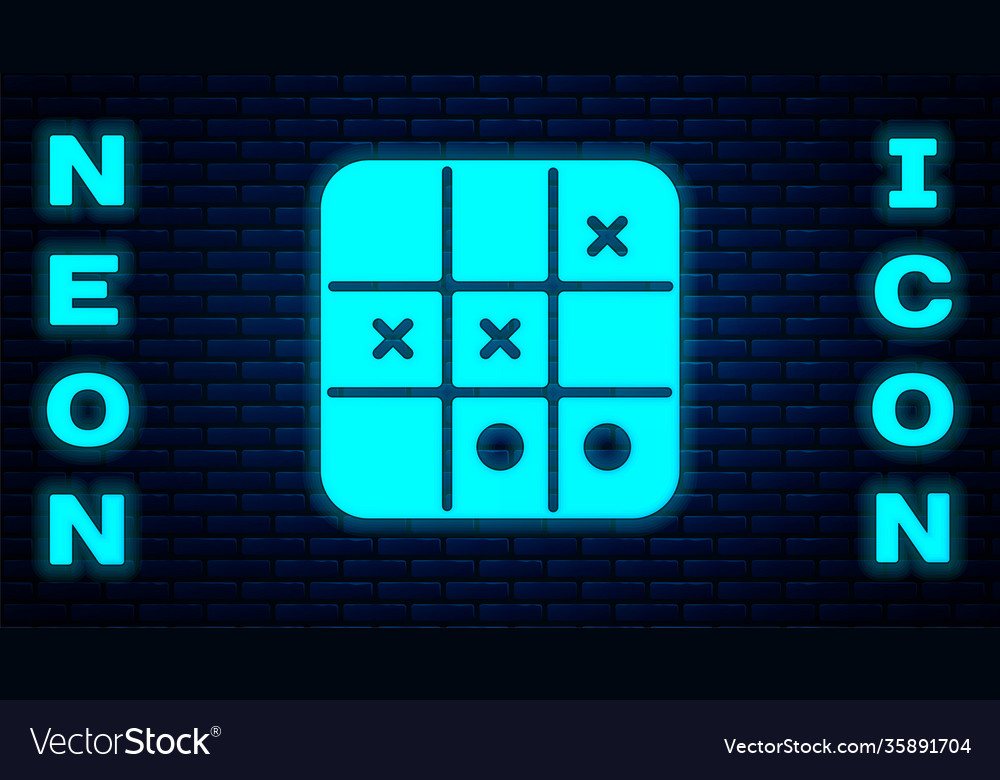 Tic tac toe game linear outline icon colour neon Vector Image