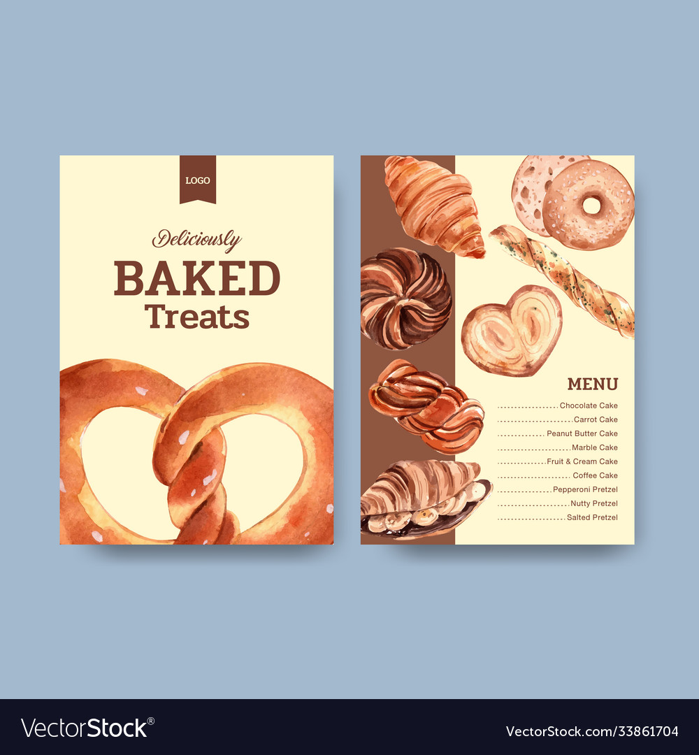 Menu Bakery Template Design For Restaurant And Vector Image