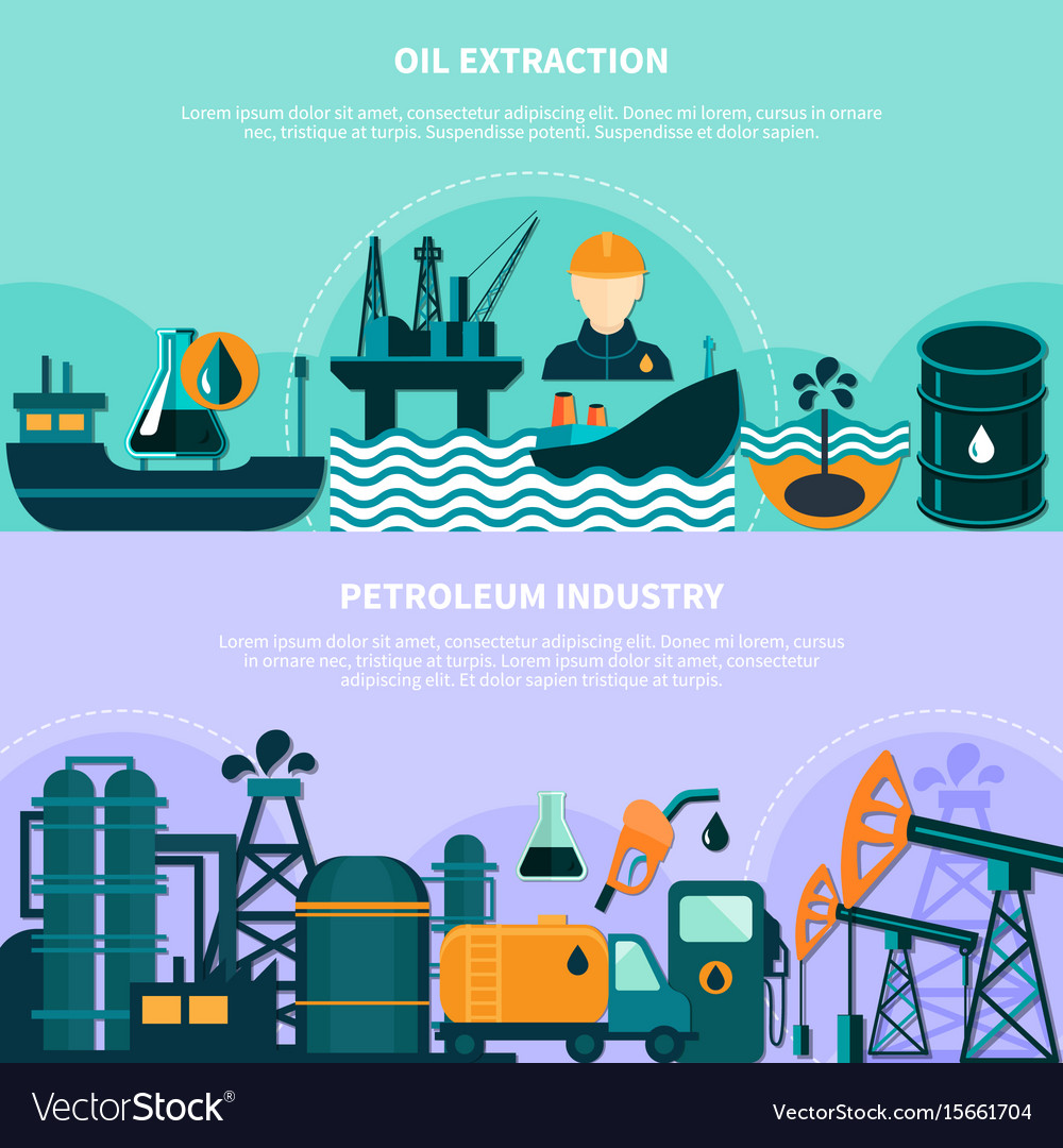 Offshore petroleum production banners Royalty Free Vector