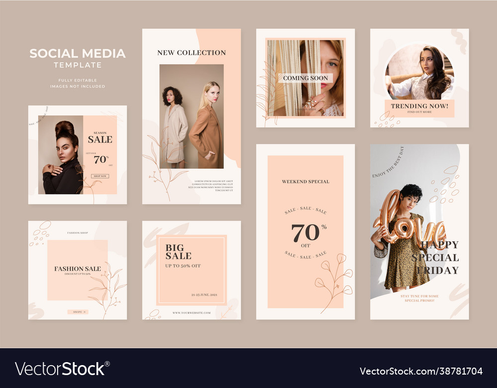 Social media template blog fashion sale promotion Vector Image