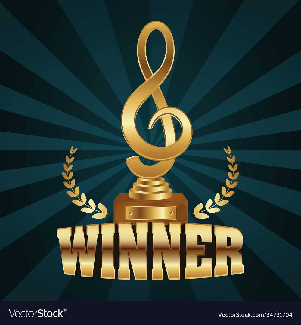 Winner trophy music note golden with wreath Vector Image