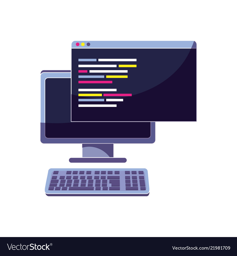 Computer and website with programming data code Vector Image