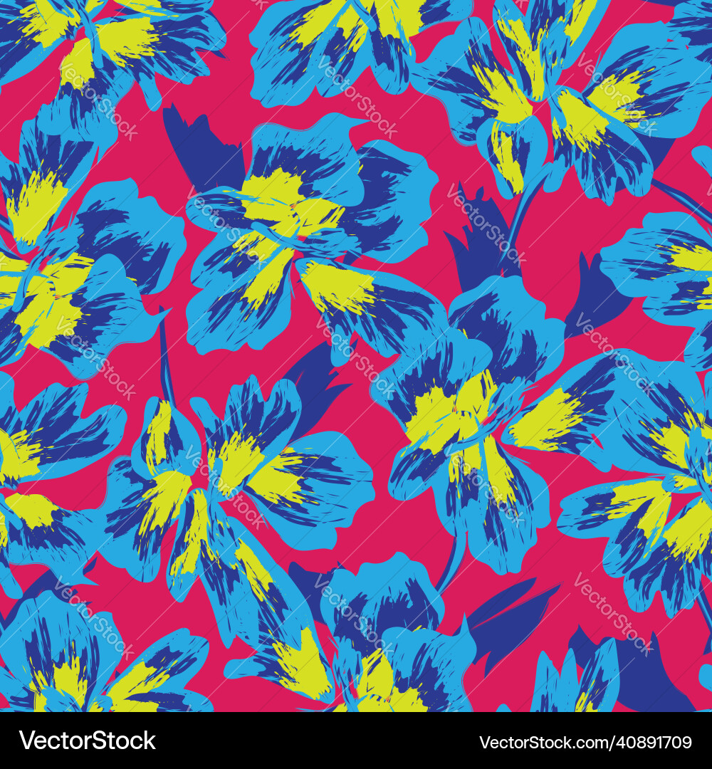Floral brush strokes seamless pattern background Vector Image