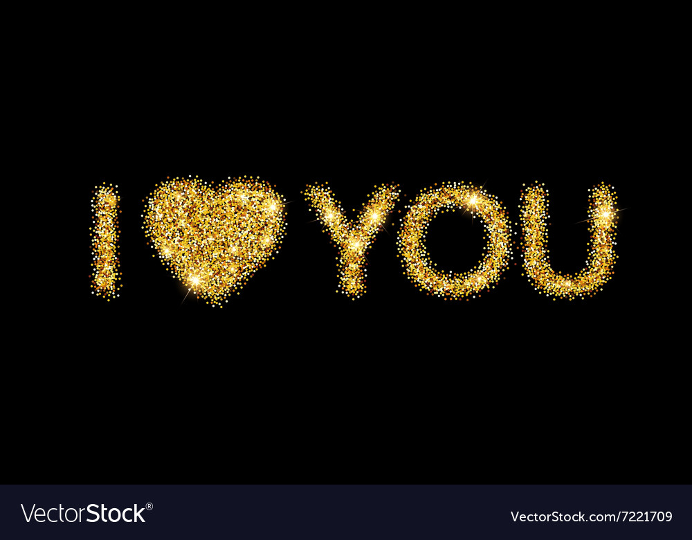 I Love You Gold Glitter White Background Stock Illustration