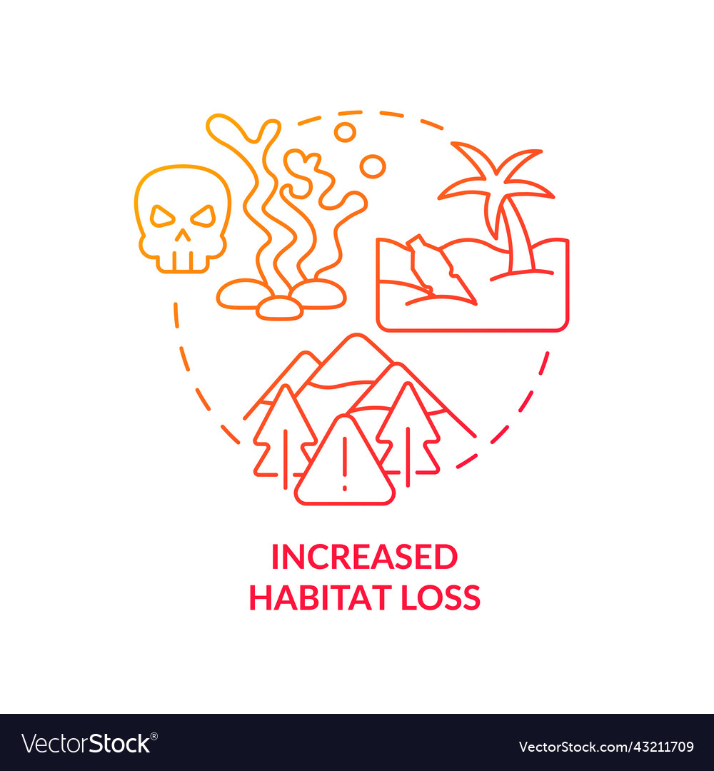 Increased habitat loss red gradient concept icon Vector Image