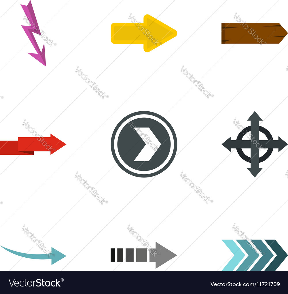 Pointer icons set flat style Royalty Free Vector Image