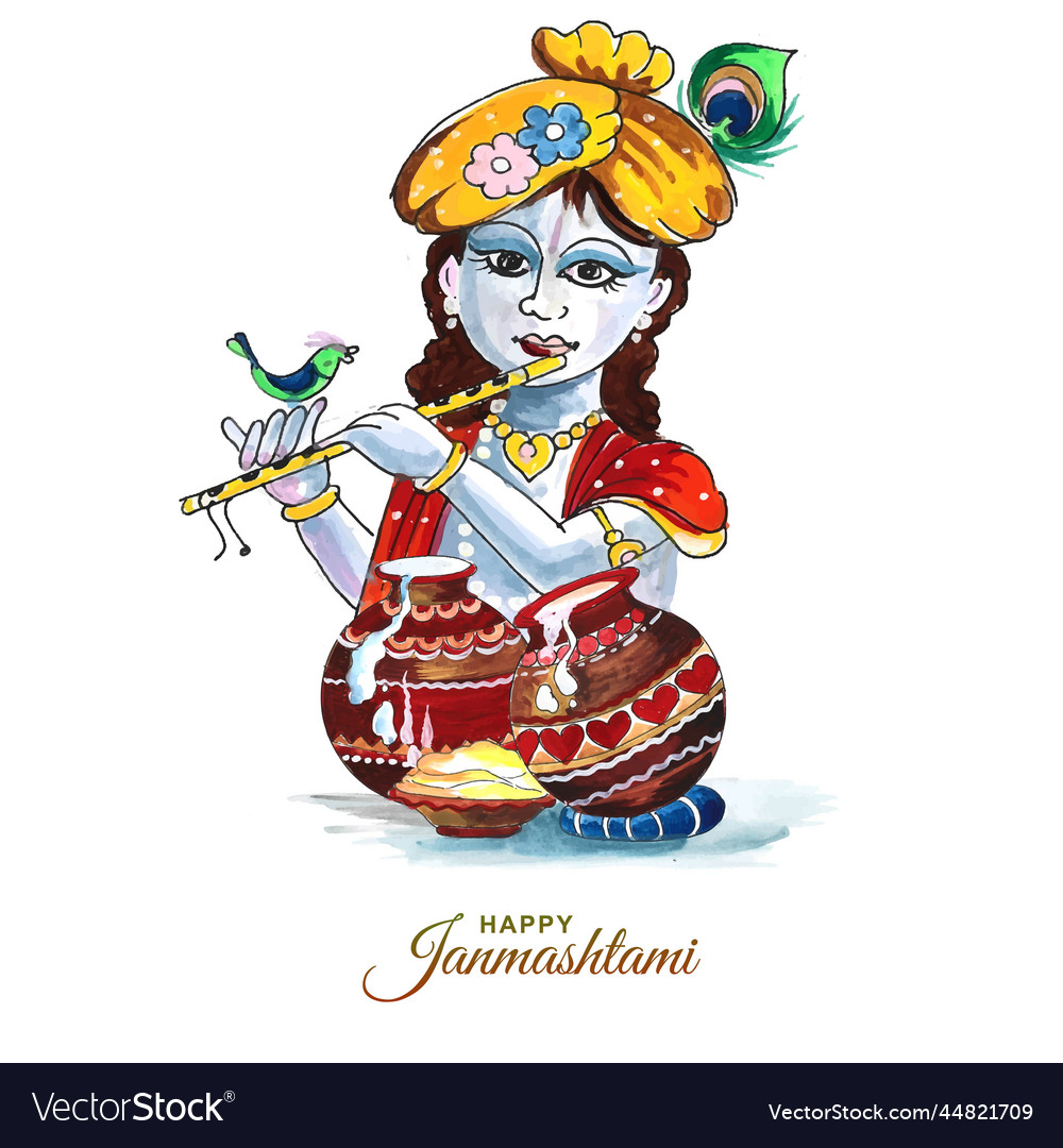 Shree krishna janmashtami festival card background