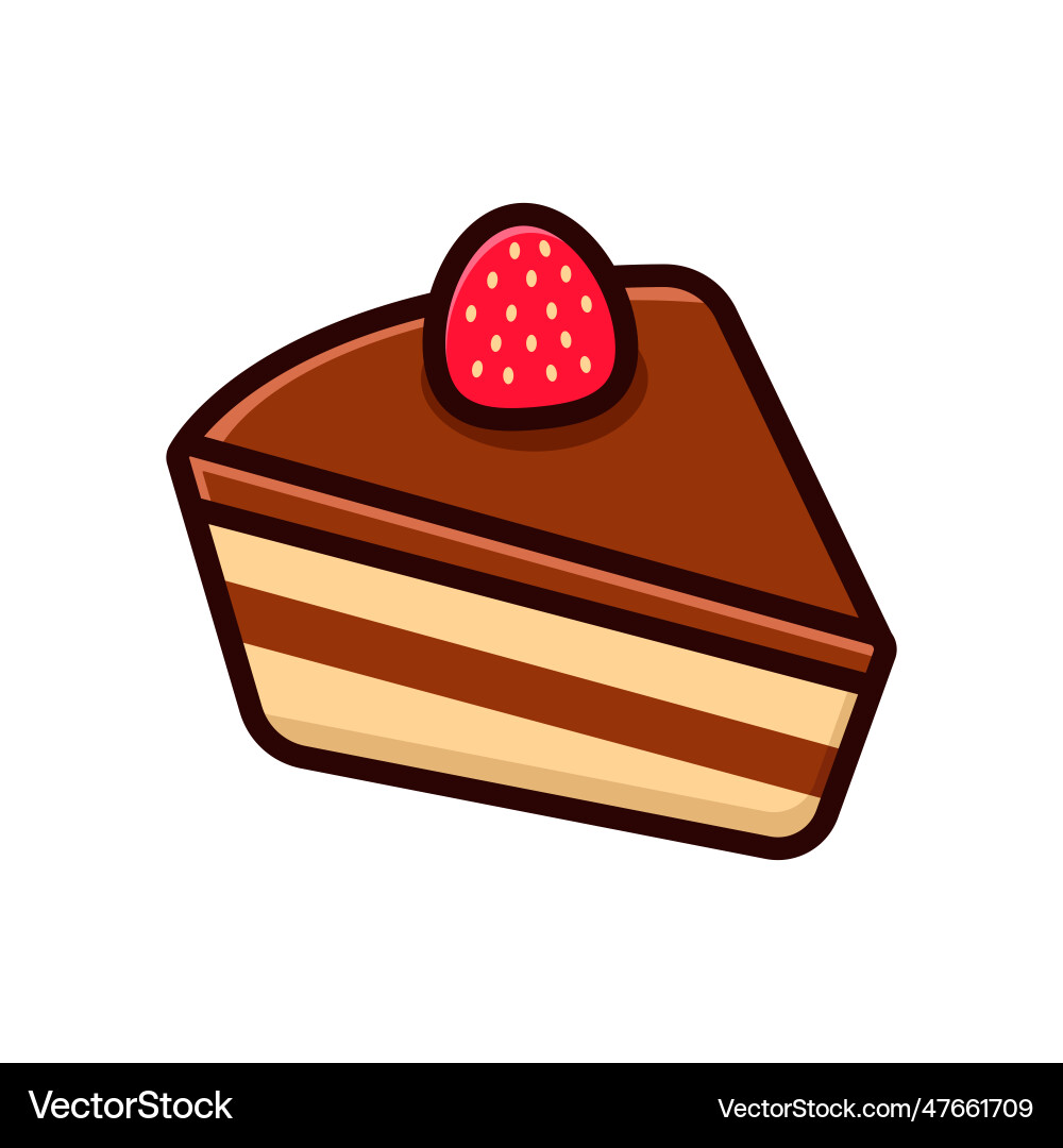 Single Chocolate Cake With Strawberry Royalty Free Vector