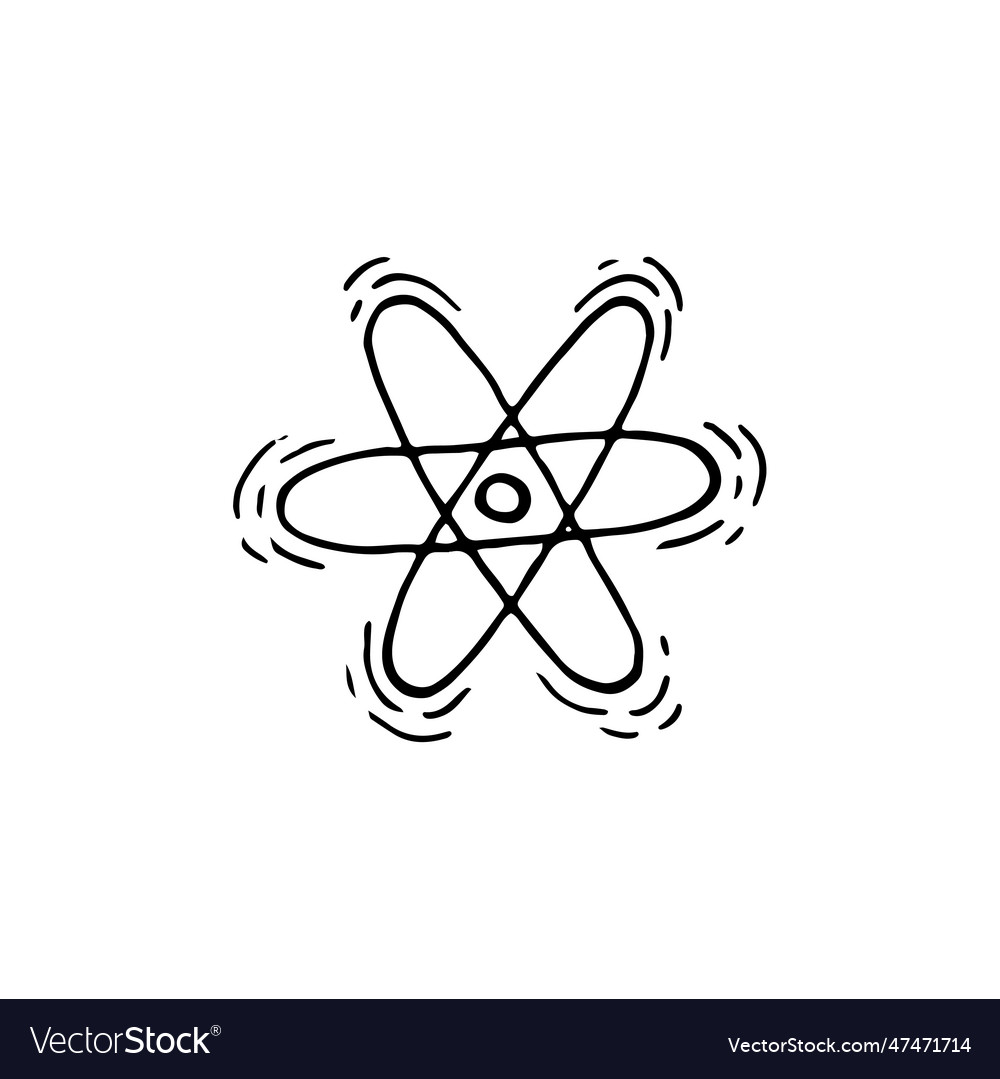 Atom sketch particle of matter line art nucleus Vector Image
