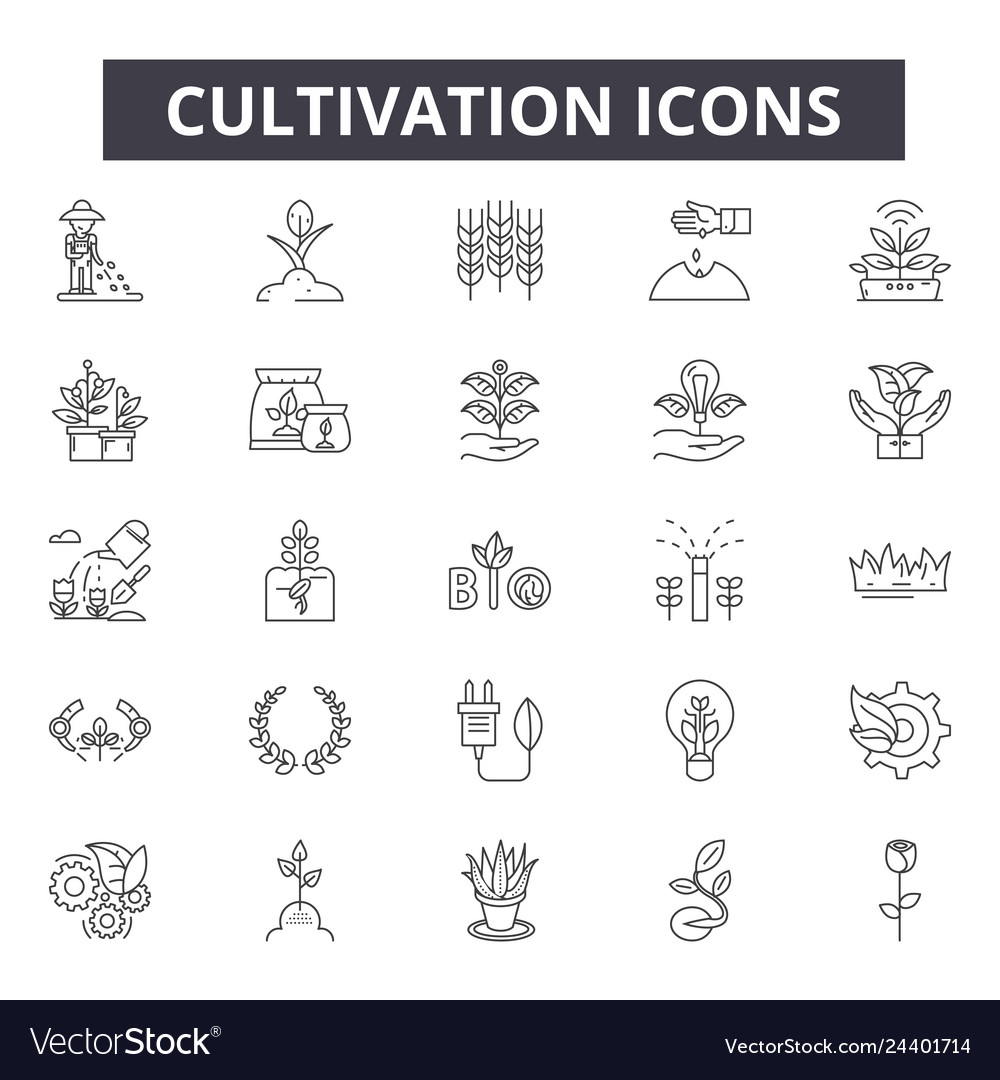 Cultivation line icons for web and mobile design