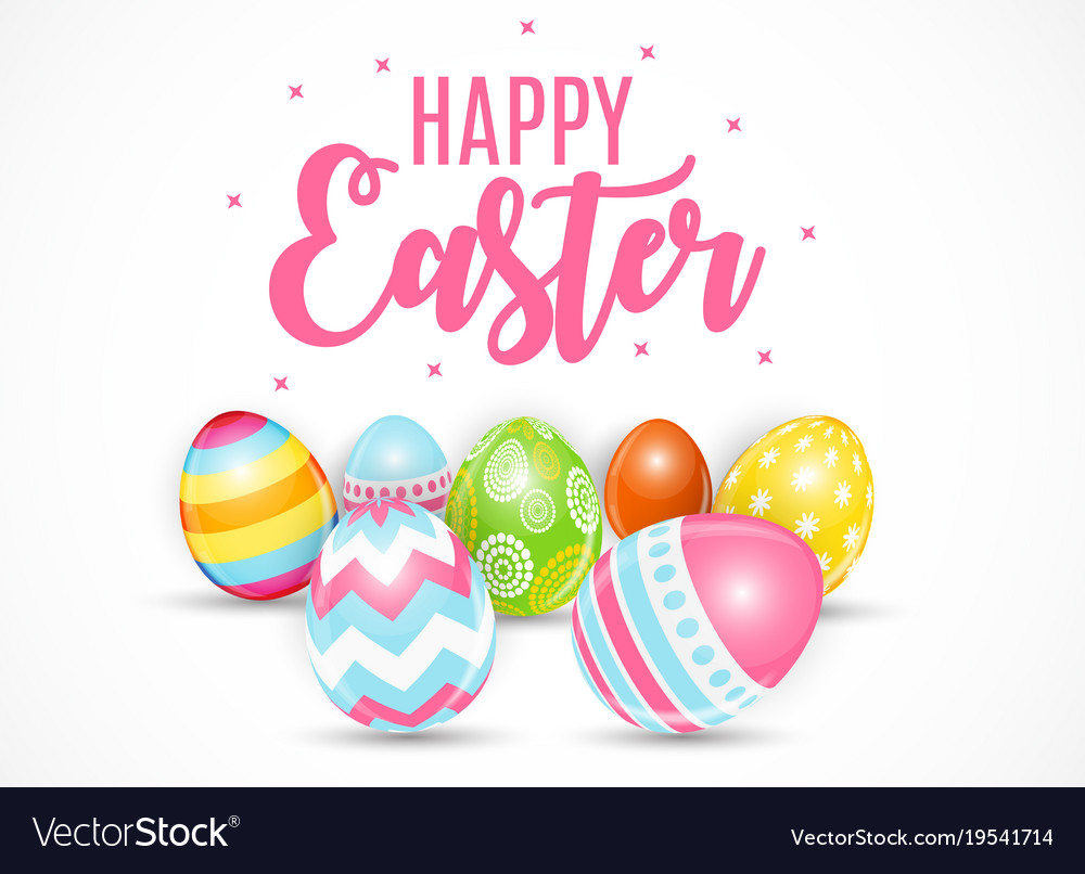 Happy easter cute background with eggs Royalty Free Vector