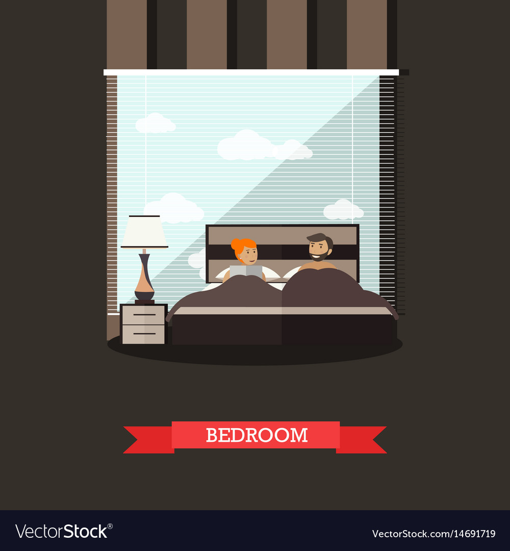 Bedroom in flat style Royalty Free Vector Image