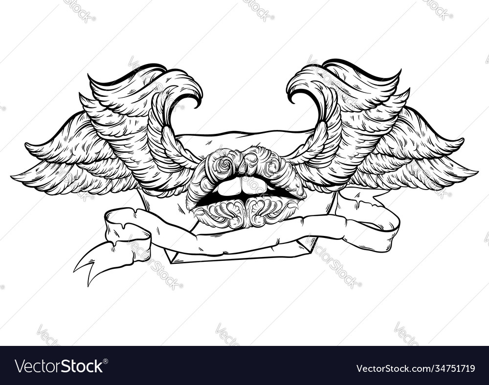 Hand drawn flying envelope with wings and Vector Image