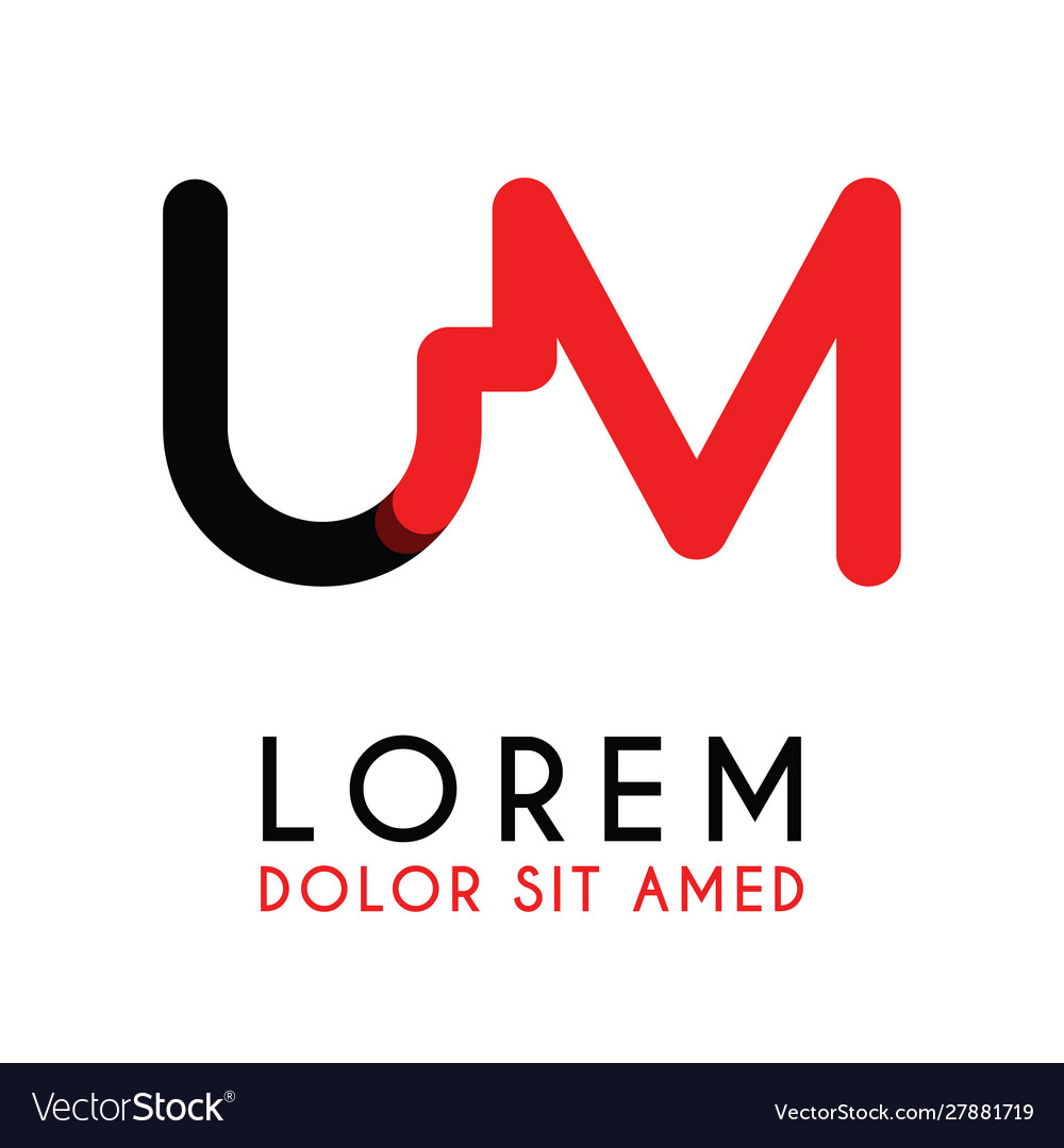 Initial letter um with red black and has rounded Vector Image