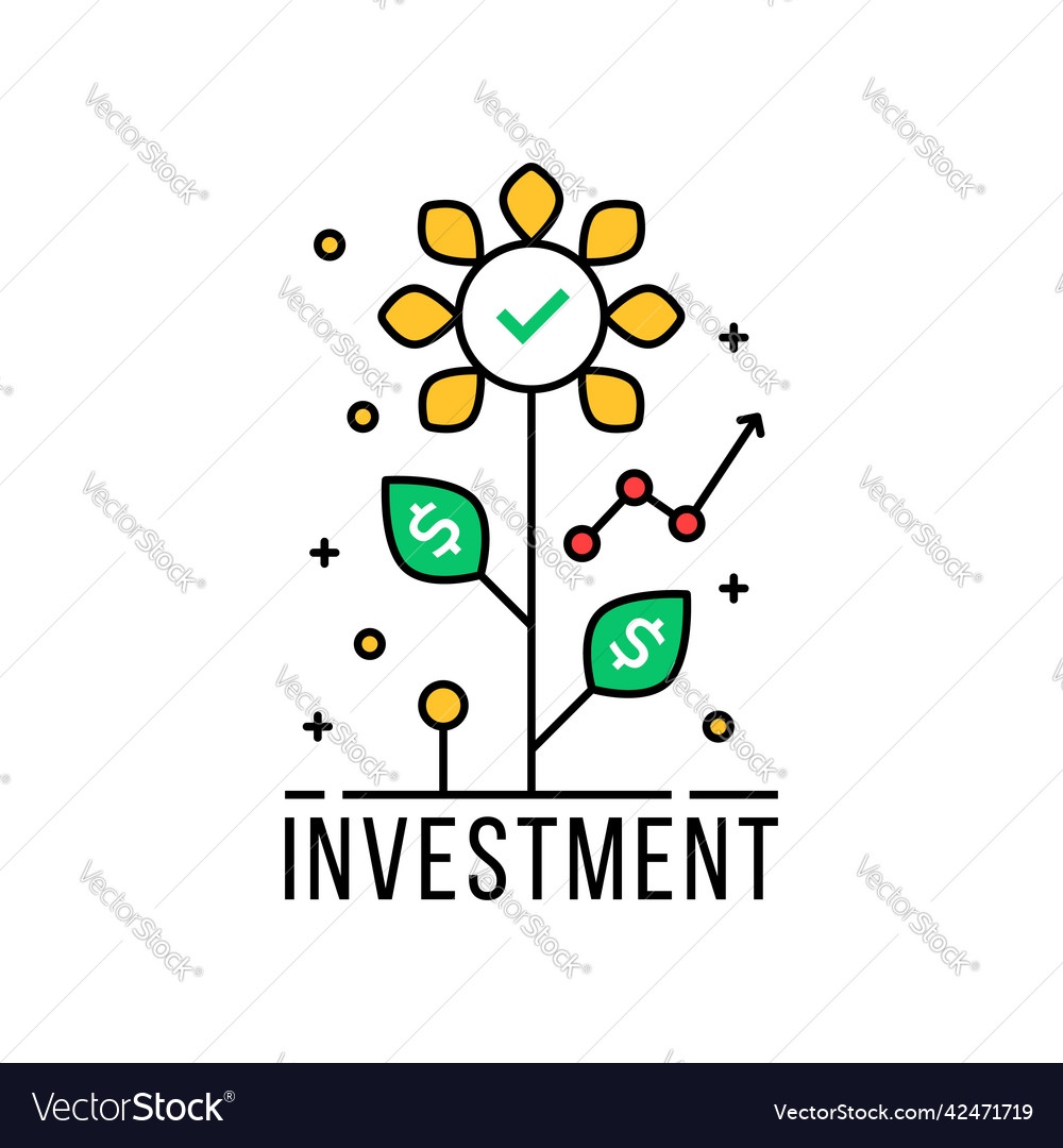 Investment growth with thin line plant Royalty Free Vector