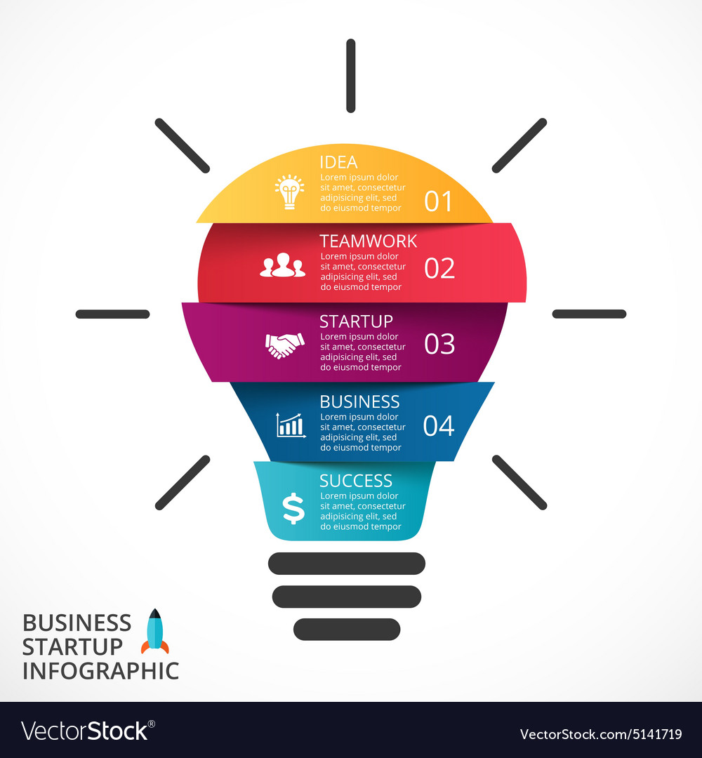 Light bulb infographic template for circle Vector Image