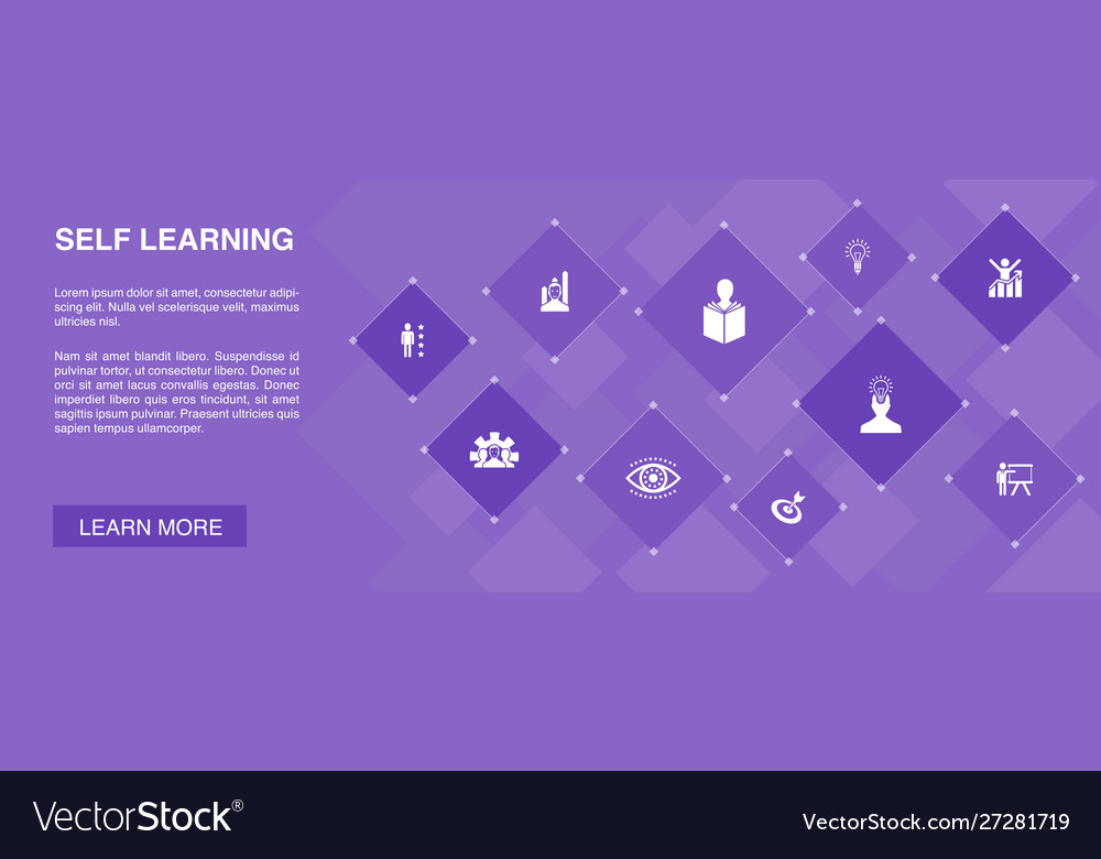 Self learning banner 10 icons conceptpersonal Vector Image