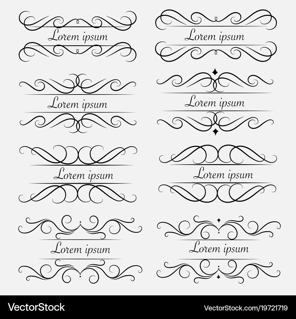 Set decorative calligraphic elements Royalty Free Vector