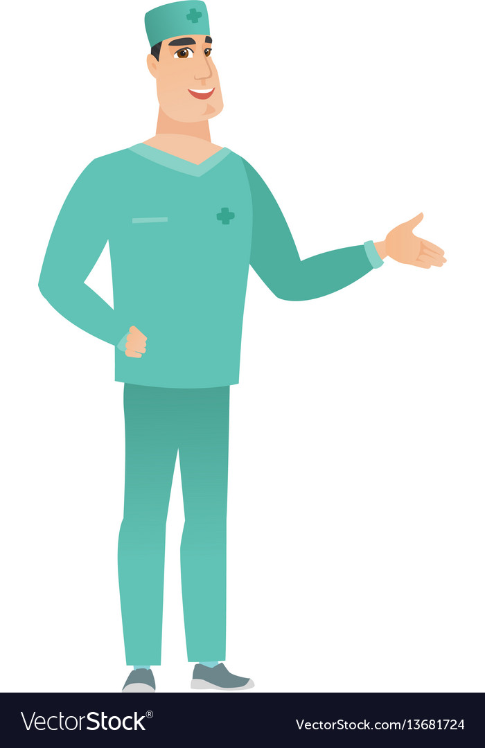 Caucasian doctor with hand in his pocket Vector Image