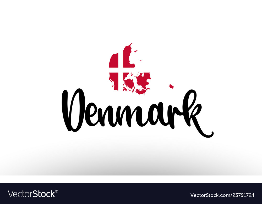 Denmark country big text with flag inside map Vector Image