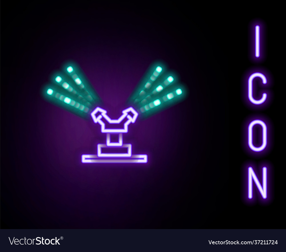 Glowing neon line automatic irrigation sprinklers Vector Image