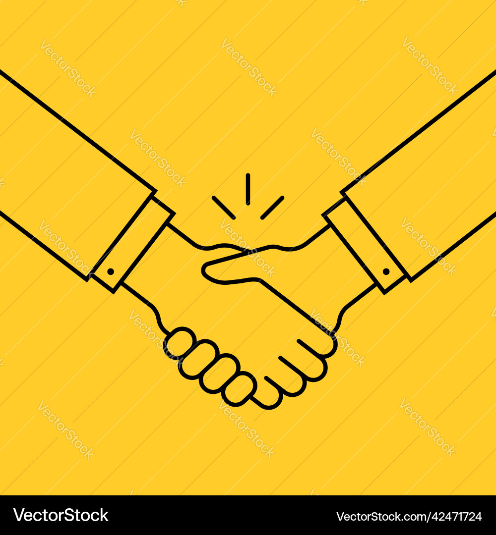 Handshake like agreement thin line icon Royalty Free Vector