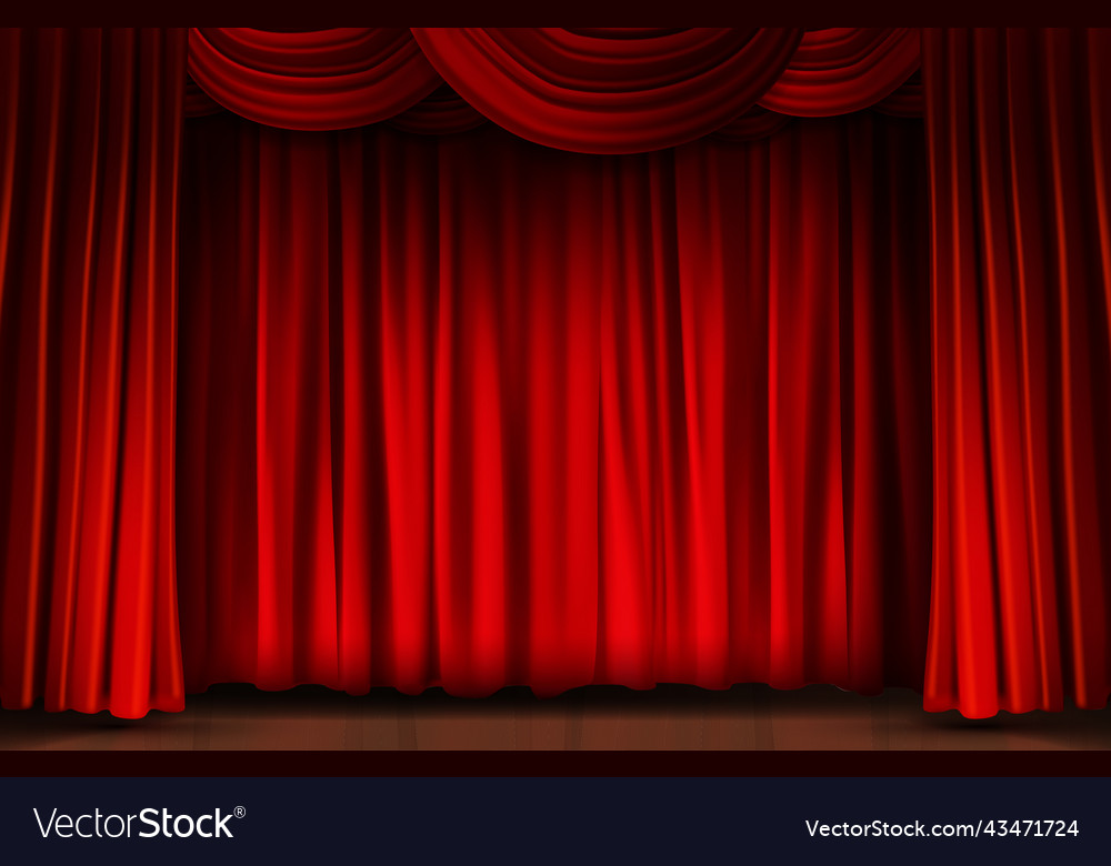 Red curtain closes on stage background Royalty Free Vector