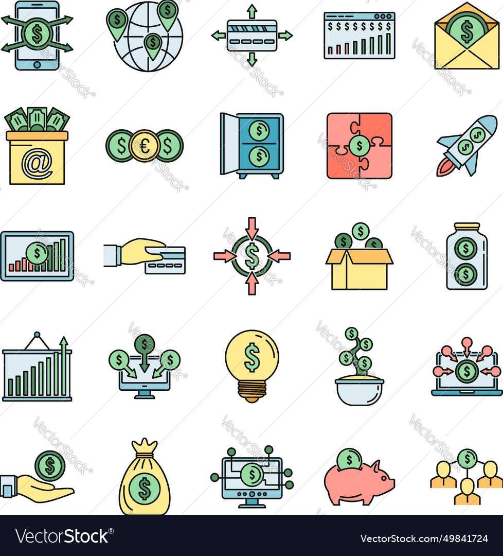 Social crowdfunding platform icons set