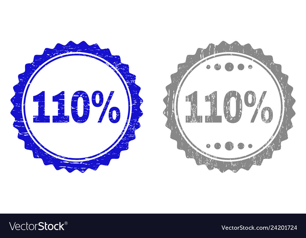 Textured 110 Percents Scratched Stamp Seals Vector Image