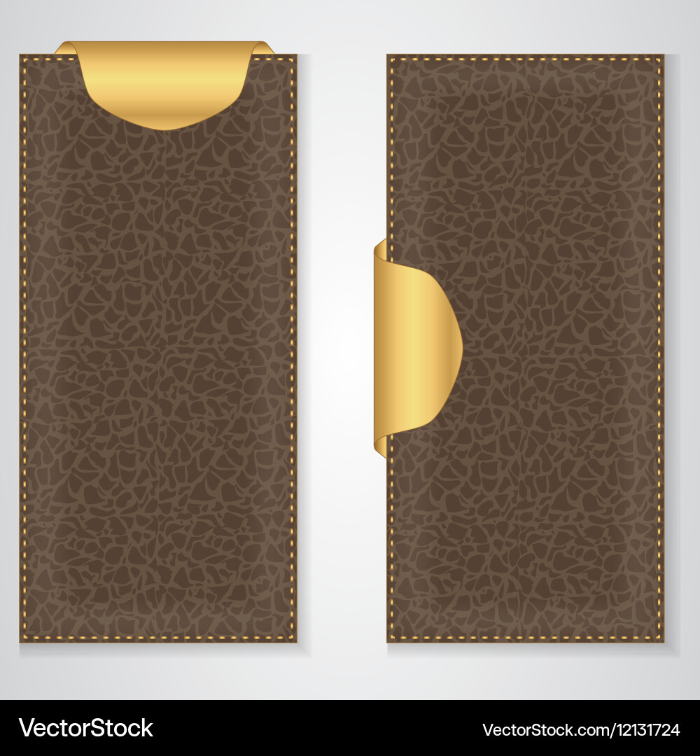 Two Brown Leather Vip Vertical Banner With A Gold Vector Image