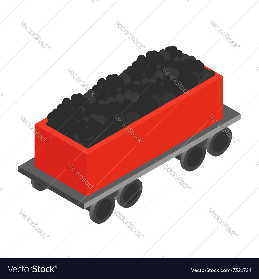 Download Wagon with coal 3d isometric icon Royalty Free Vector Image