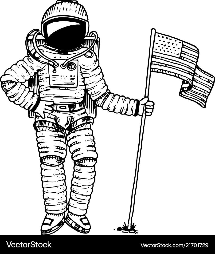 Astronaut or spaceman soaring with usa flag Vector Image