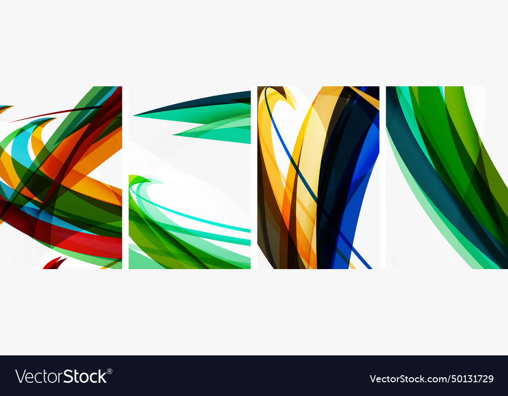 Colorful wave lines poster set for wallpaper Vector Image