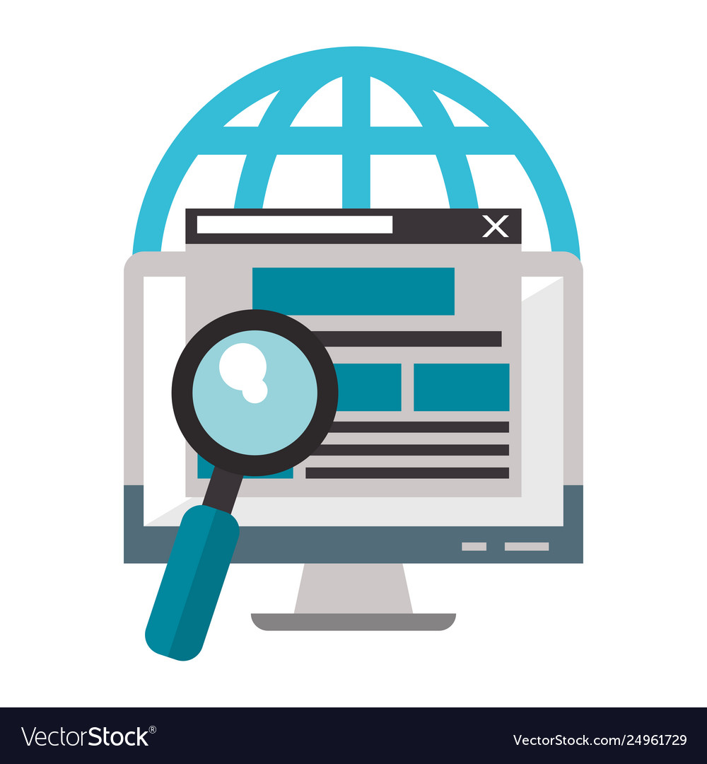 Computer screen internet browsing Royalty Free Vector Image