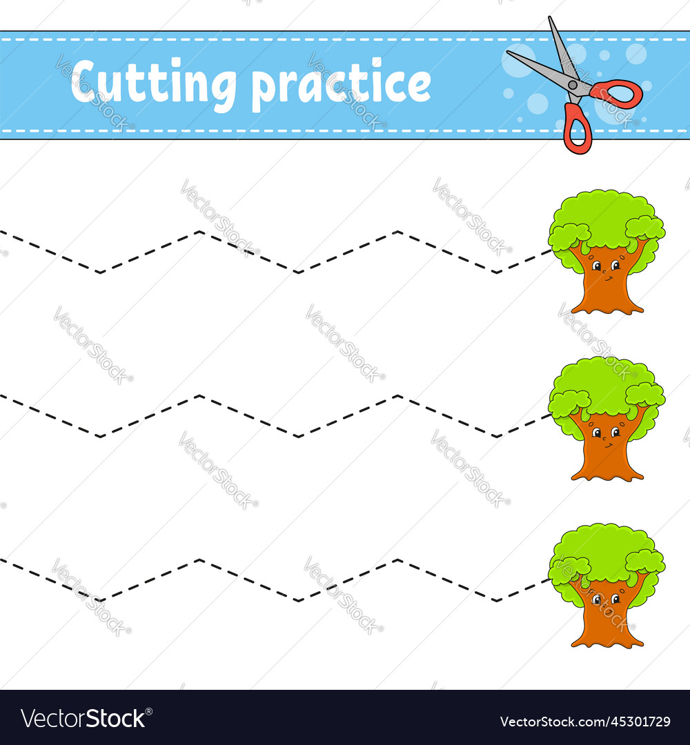 Cutting practice for kids education developing Vector Image