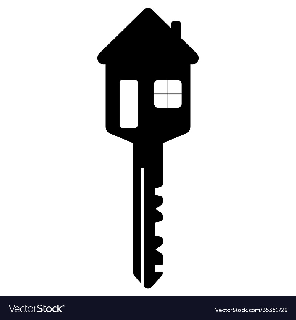 House key shaped like a house with window and door