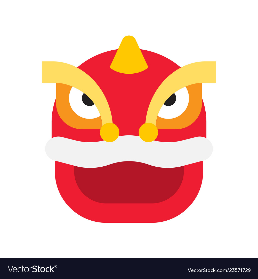 Lion dance head chinese lunar new year flat icon Vector Image