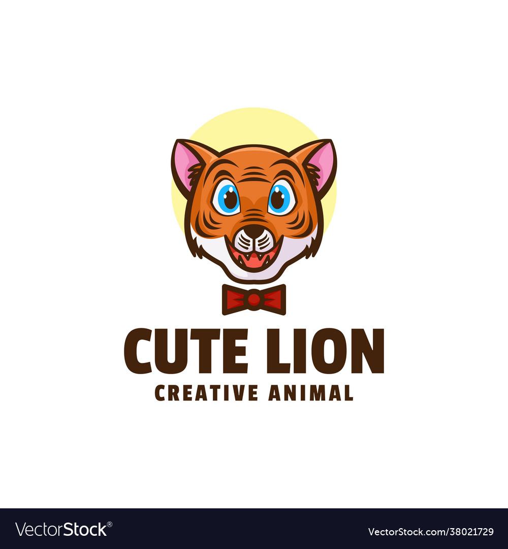 Logo cute lion mascot cartoon style Royalty Free Vector