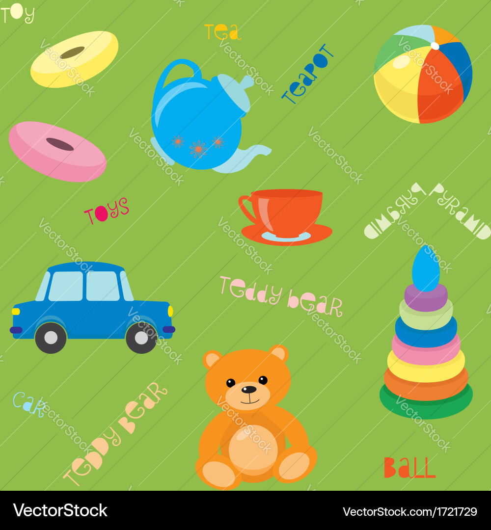 Seamless pattern with toys Royalty Free Vector Image
