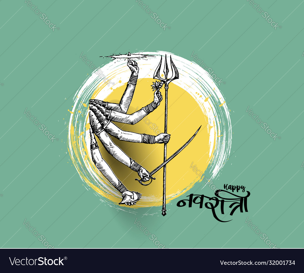 Happy durga puja background goddess durga hand Vector Image Happy durga puja background goddess durga hand Vector Image