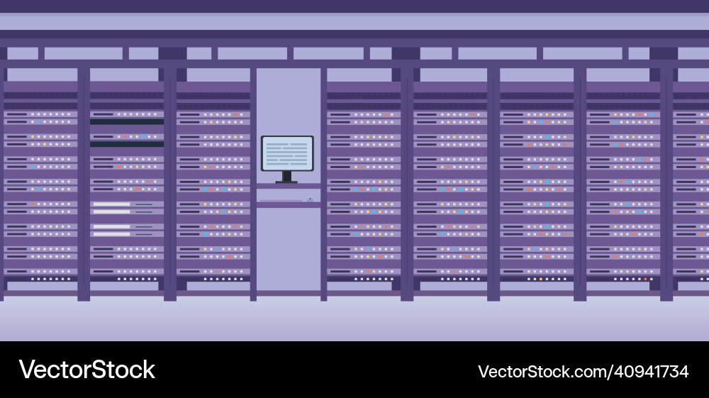 Hosting data center and server system room Vector Image