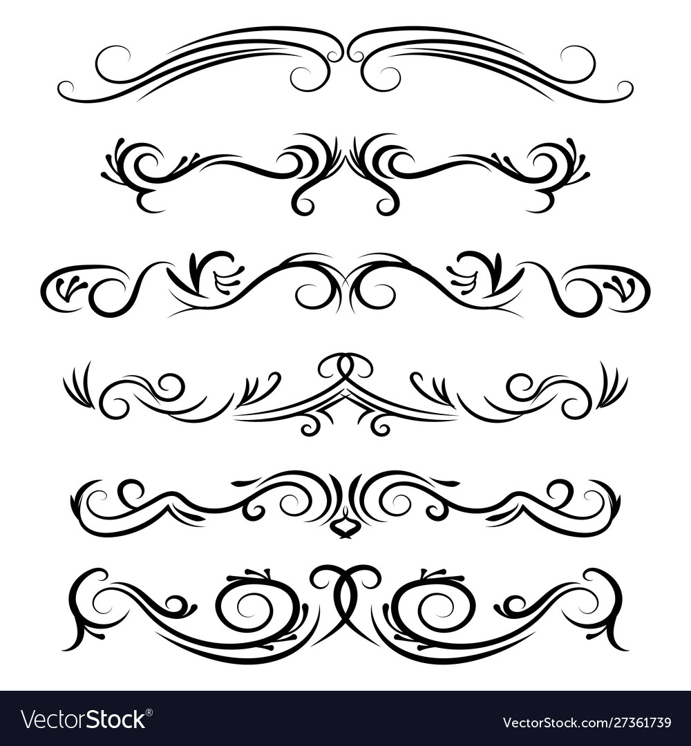 Hand drawn dividers decorative swirls Royalty Free Vector