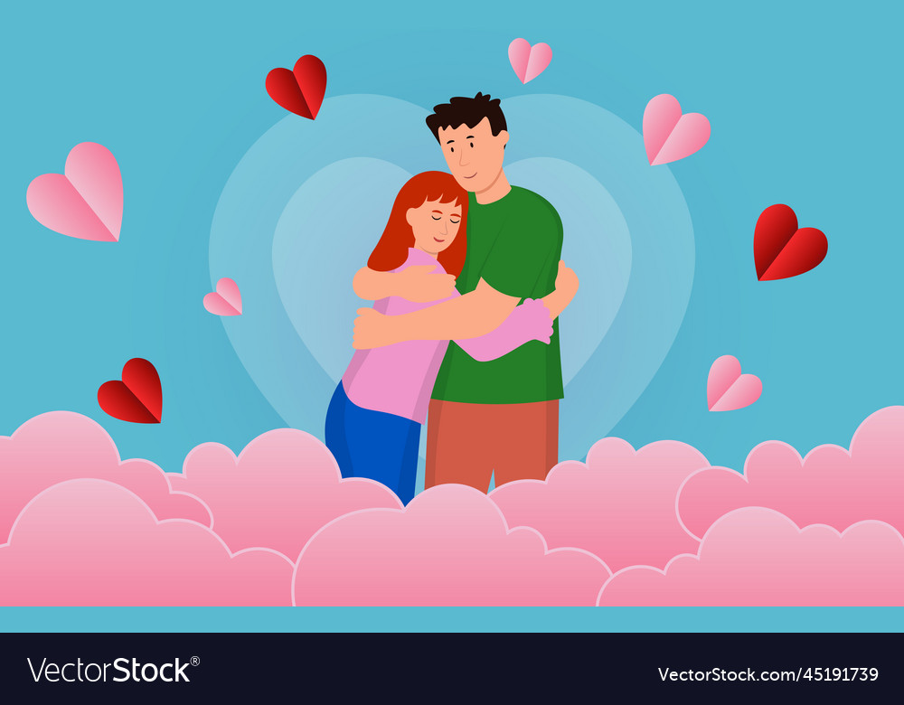 Happy valentines day background with embracing Vector Image