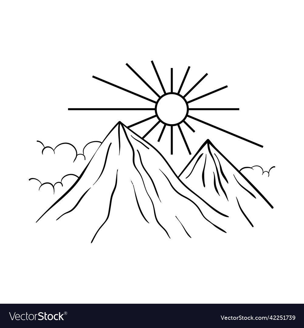 Mountain outline icon design template Royalty Free Vector