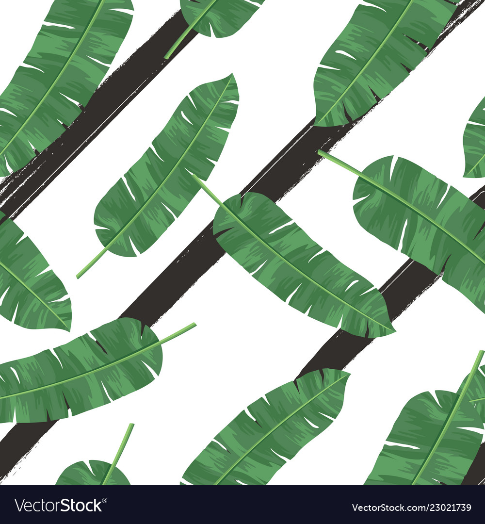 Seamless tropical pattern with banana leaves vector image Seamless tropical pattern with banana leaves