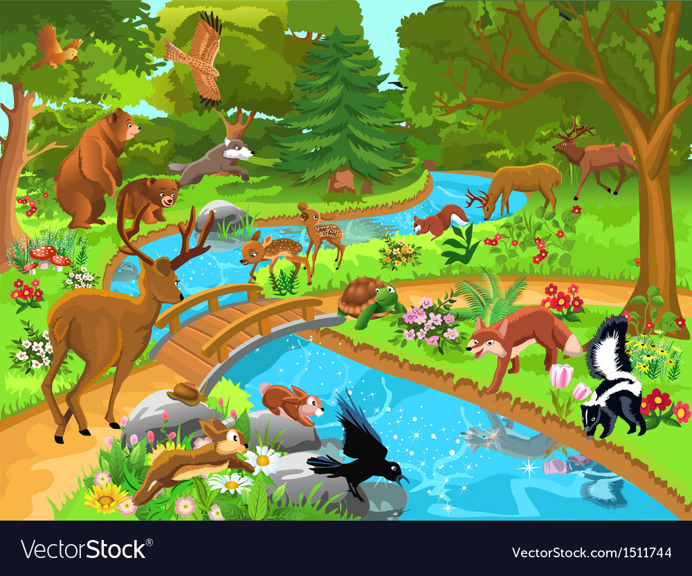 Happy forest Royalty Free Vector Image - VectorStock