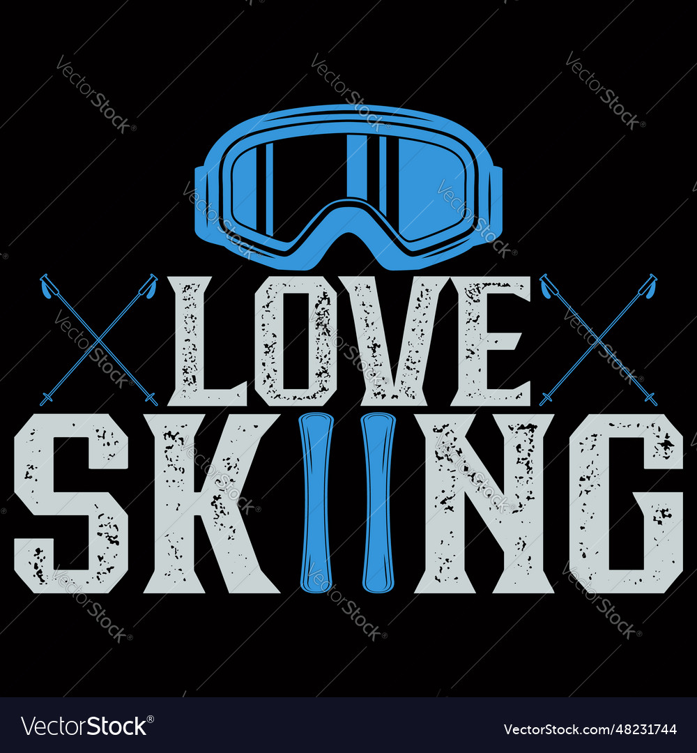 Skiing t-shirt design Royalty Free Vector Image