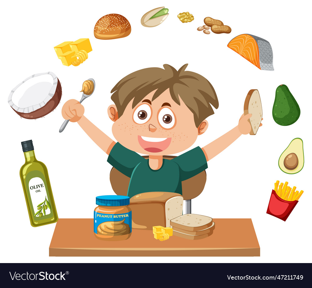 Boy eating healthy breakfast Royalty Free Vector Image